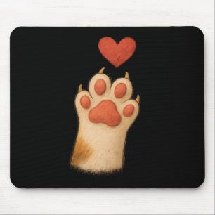 Cat-paw Heart - Cute Draw Pet And Love Gesture Mouse Pad