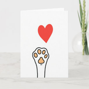 Cat Paw Love Heart Greeting Card