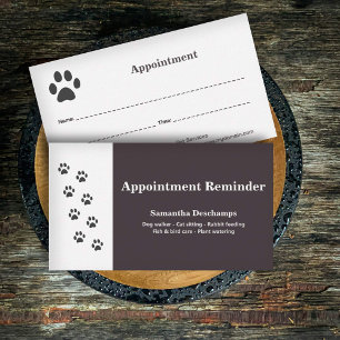 Cat Paw & Pet Services Appointment Card