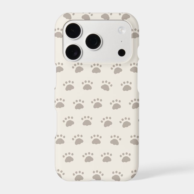 Cat Paw Print Pattern Cream iPhone Case (Back)