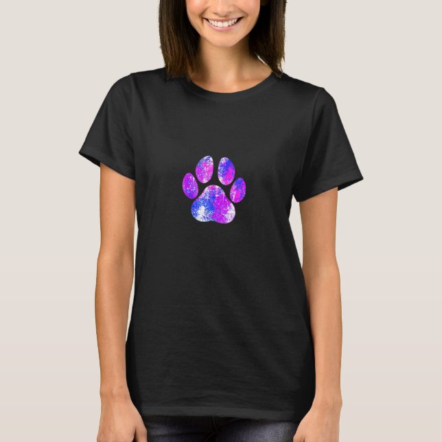 Cat Paw Print Splash Splatter Paint Pink Blue Purp T-Shirt (Front)
