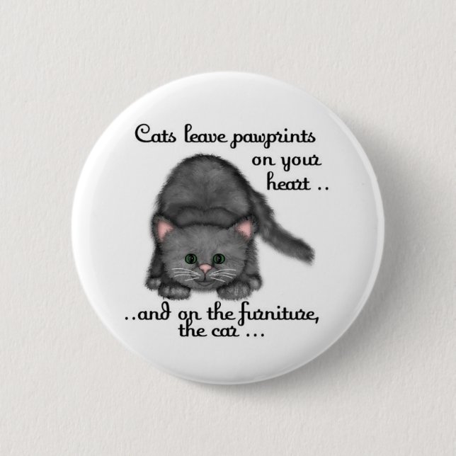 Cat paw prints 6 cm round badge (Front)