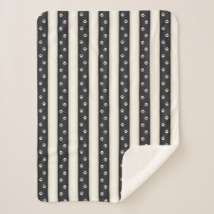 Cat Paw Prints Black & Antique White Pet Lover's Sherpa Blanket