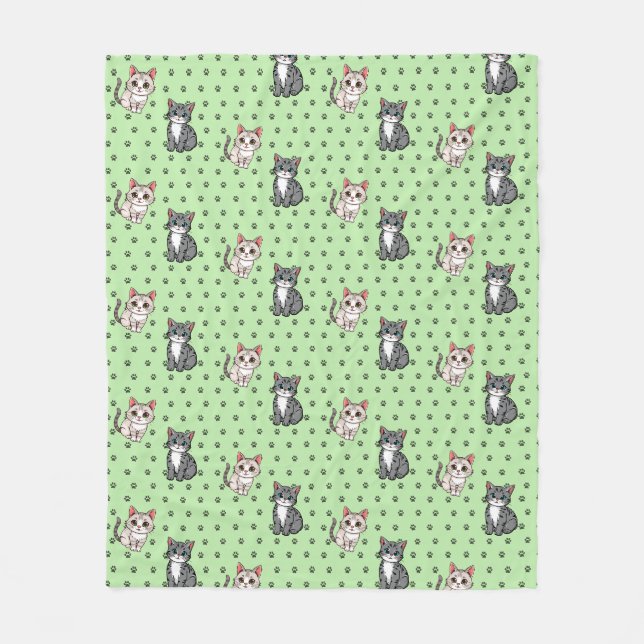 Cat Paw Prints Fleece Blanket (Front)