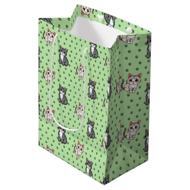 Cat Paw Prints Medium Gift Bag (Front Angled)