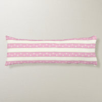 Cat Paw Prints on Pink & Antique White Stripes
