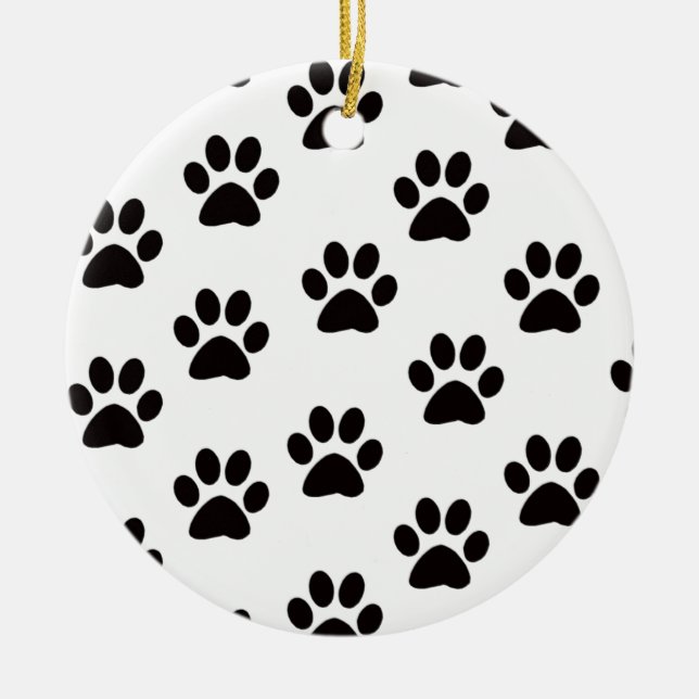 Cat Paw Prints Round Ornament (Front)