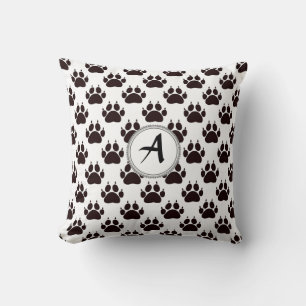 Cat Paw Prints With Monogram Cushion