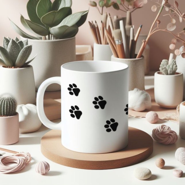 Cat Paw Trace Pattern Customisable Coffee Mug (Creator Uploaded)