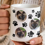 Cat Pawprint 8 Photo Collage Coffee Mug<br><div class="desc">Cat Black Pawprint 8 Photo Collage Coffee Mug. Personalise this custom pet design with up to 8 photos of your cat.</div>