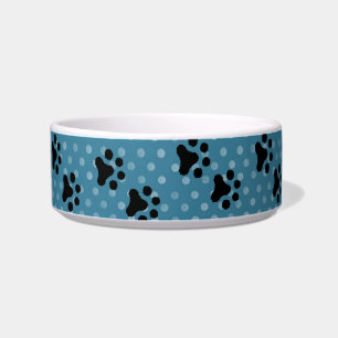 Cat Paws Blue Polkadots Bowl