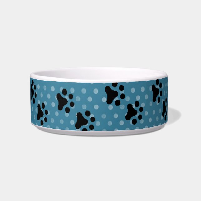 Cat Paws Blue Polkadots Bowl (Right)