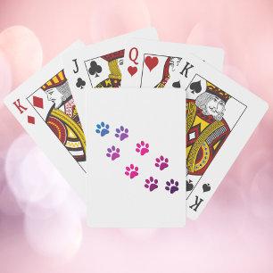 Cat Paws Cute Pink Blue Purple Playing Cards