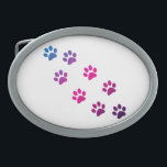 Cat Paws Pink Purple Blue Ombre Belt Buckle<br><div class="desc">A trail of colourful cat paws done in a pink,  blue and purple gradient on a belt buckle. Great for the cat or animal lover in your life!</div>