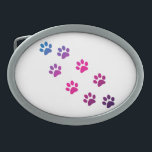 Cat Paws Pink Purple Blue Ombre Belt Buckle<br><div class="desc">A trail of colourful cat paws done in a pink,  blue and purple gradient on a belt buckle. Great for the cat or animal lover in your life!</div>