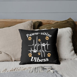 Cat Paws Vibes Cuddles On Cute Modern Funny Black Cushion