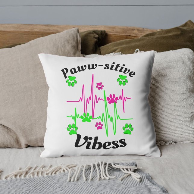 Cat Paws Vibes Cuddles On Cute Modern Funny White Cushion (Creator Uploaded)