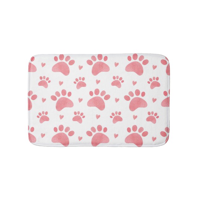 Cat Paws Watercolor Pattern Bath Mat (Front)