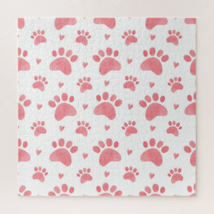 Cat Paws Watercolor Pattern Jigsaw Puzzle