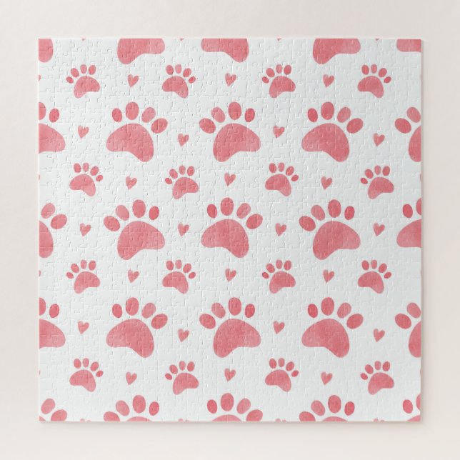 Cat Paws Watercolor Pattern Jigsaw Puzzle (Vertical)