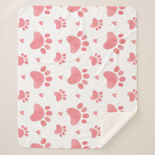 Cat Paws Watercolor Pattern Sherpa Blanket