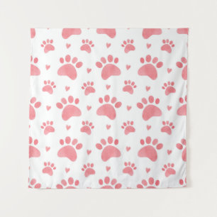 Cat Paws Watercolor Pattern Tapestry
