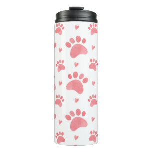 Cat Paws Watercolor Pattern Thermal Tumbler