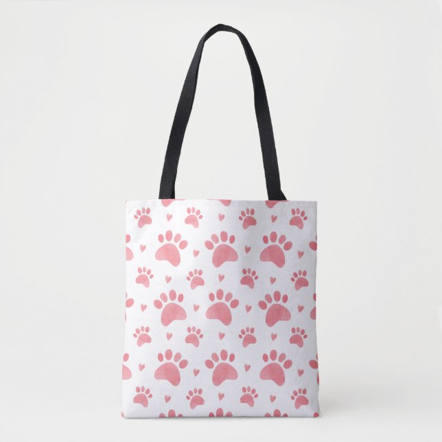 Cat Paws Watercolor Pattern Tote Bag (Front)