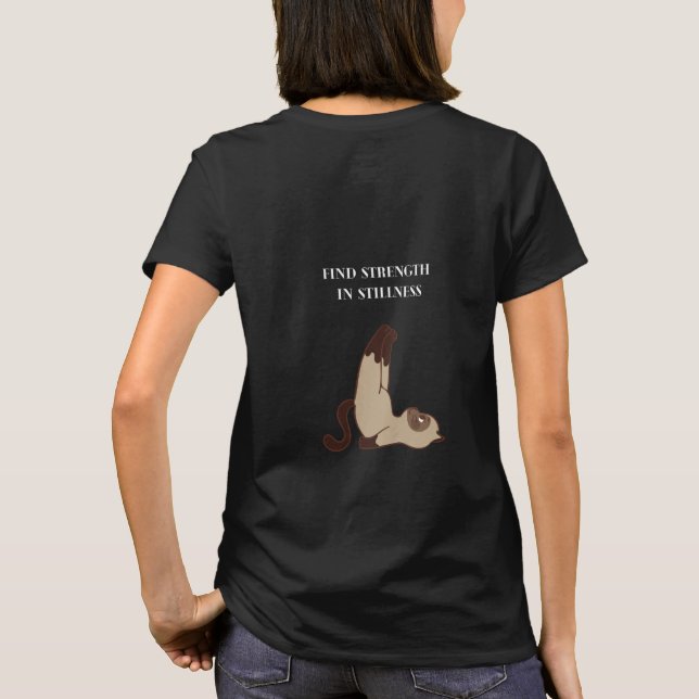 CAT Peaceful Warrior Yoga BLACK T-Shirt (Back)