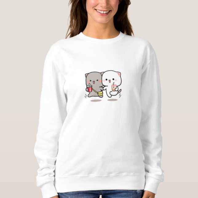 Cat peach and goma muchi sweatshirt (Front)
