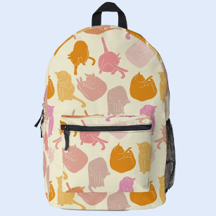 Cat Peach Pink Orange Pattern Printed Backpack