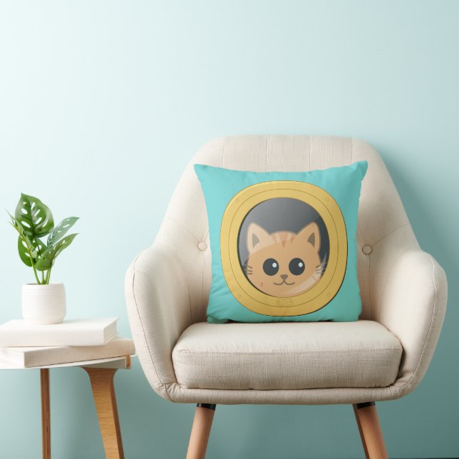 Cat Peeping Through Boat Porthole Cushion (Chair)