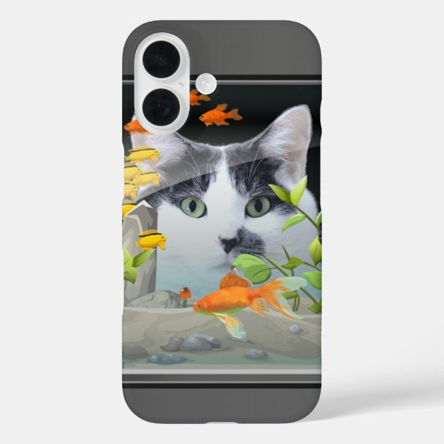 Cat Peering in Fish Tank Custom Cat Photo Case-Mate iPhone Case (Back)