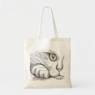 Cat Pencil Drawing Tote Bag