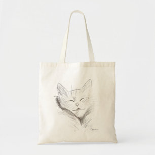 Cat Pencil Drawing Tote Bag