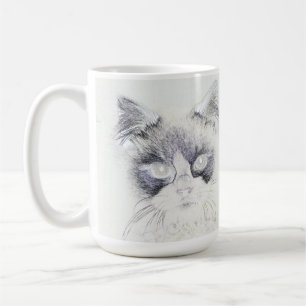 Cat pencil sketch coffee mug
