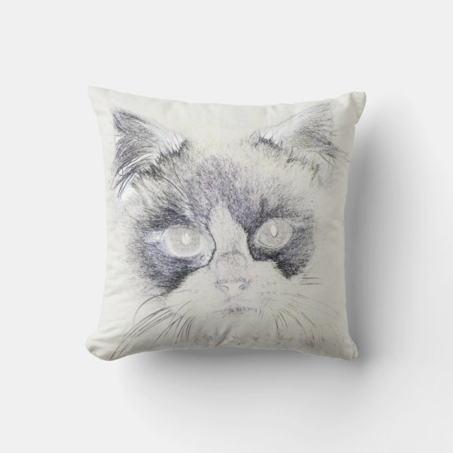 Cat pencil sketch cushion (Front)