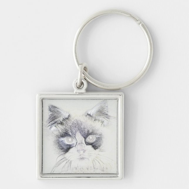 Cat pencil sketch key ring (Front)