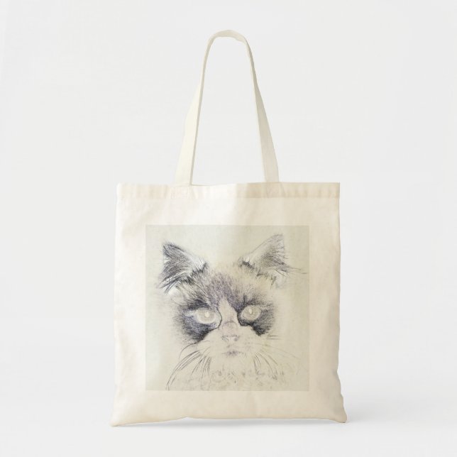 Cat pencil sketch tote bag (Front)