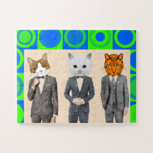 CAT PEOPLE IN SUITS FUNNY JIGSAW PUZZLE
