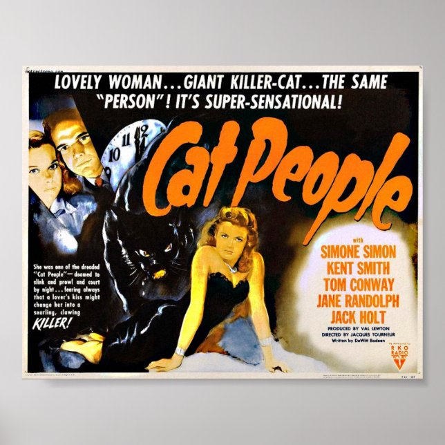 Cat People Vintage Horror Poster (Front)