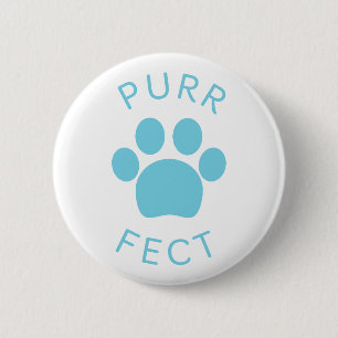 Cat Perfect Blue Purr Paw Print 6 Cm Round Badge