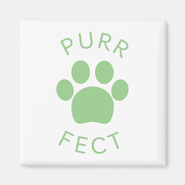 Cat Perfect Green Purr Paw Print Magnet (Front)