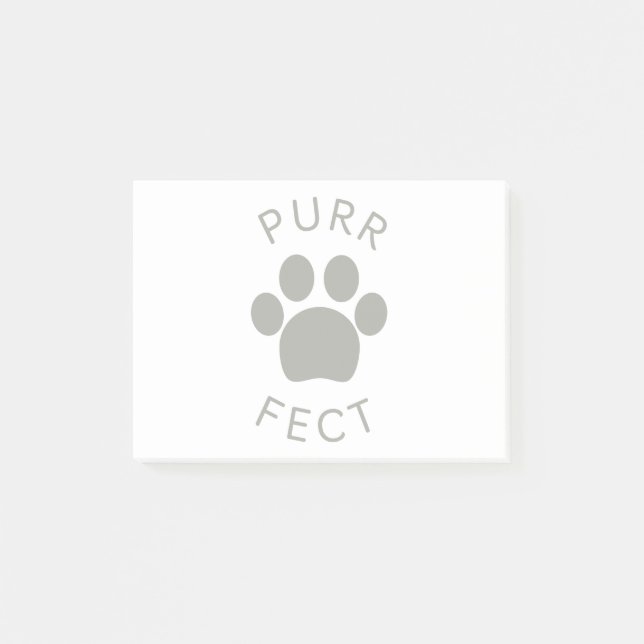 Cat Perfect Grey Purr Paw Print Post-it Notes (Front)