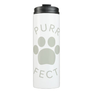 Cat Perfect Light Grey Purr Paw Print Thermal Tumbler