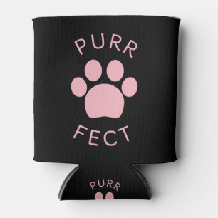 Cat Perfect Pink Purr Paw Print Can Cooler