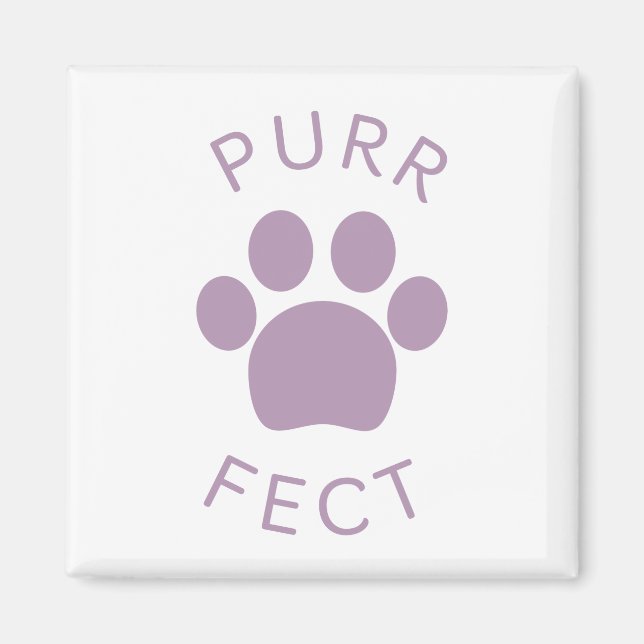 Cat Perfect Purple Purr Paw Print Magnet (Front)