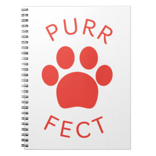 Cat Perfect Red Purr Paw Print Notebook