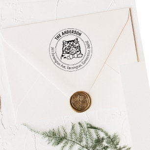 Cat Persian Family Return Address  Rubber Stamp