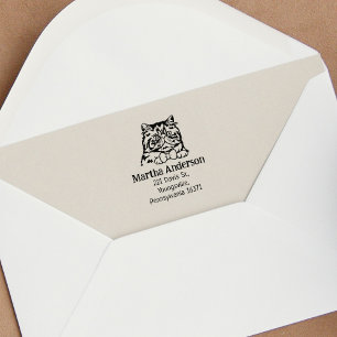Cat Persian Return Address  Rubber Stamp